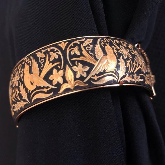 Vintage Damascene Cuff Bracelet - Picture 2 of 16